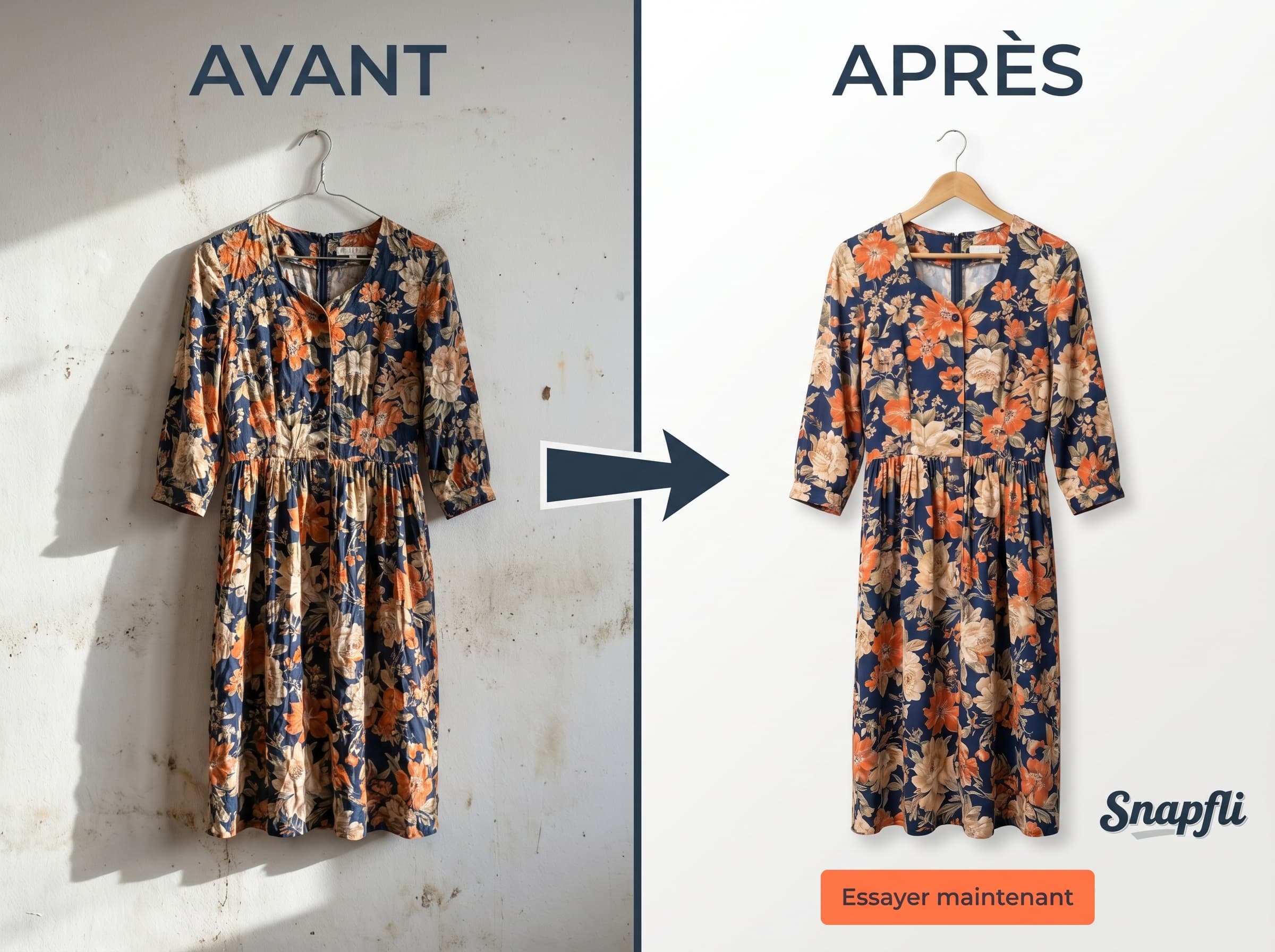 Robe vintage — avant et après Snapfli